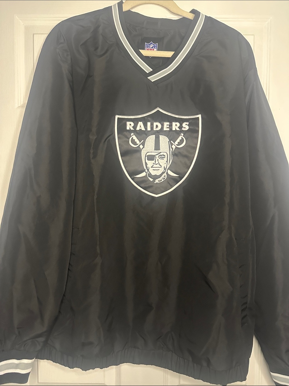 NFL Black Jacket with White & Gray Stripe Trim